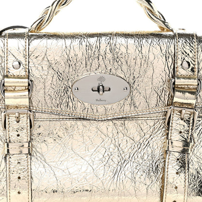 Metallic Crinkled Calfskin Medium Alexa Gold