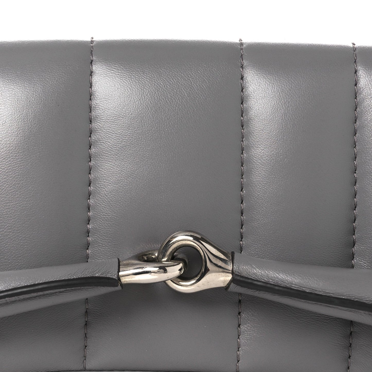 Nappa Vertical Matelasse Medium Maxi Horsebit Chain Shoulder Bag Grey