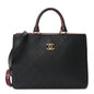 Bullskin Stitched Bi-Color Medium Shopping Tote Black