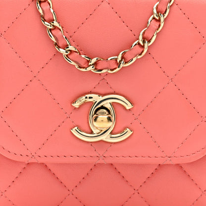 Lambskin Quilted Mini Trendy CC Clutch With Chain Coral Pink