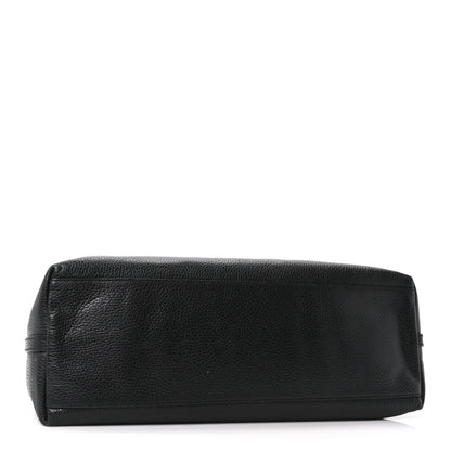 Calfskin Large Gifford Braided Handle Tote Black
