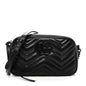 Calfskin Matelasse Monochrome Small GG Marmont Chain Shoulder Bag Black