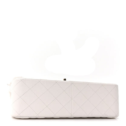 Caviar Quilted Jumbo Double Flap White