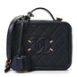 Caviar Quilted Medium CC Filigree Vanity Case Navy