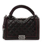 Goatskin Quilted New Medium Boy Handle Flap Burgundy