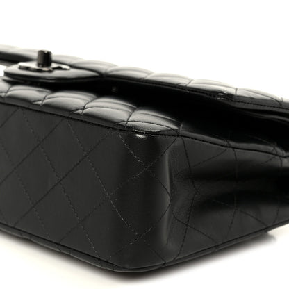 Lambskin Quilted Medium Double Flap So Black