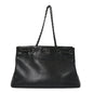 Metallic Grained Calfskin Woven Chain Large Shopping Bag Black