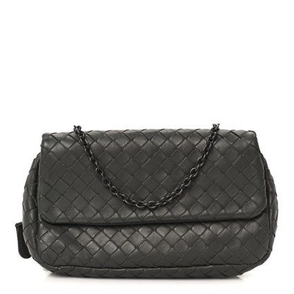Nappa Intrecciato Small Chain Crossbody Light Grey