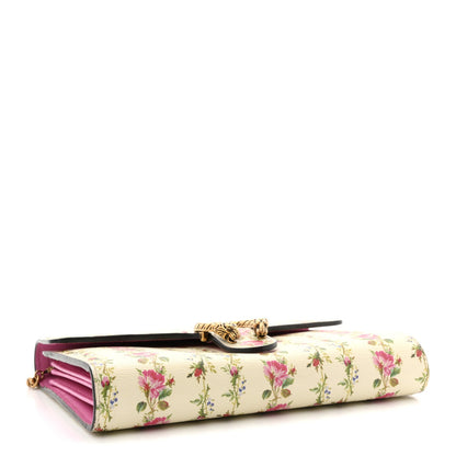 Calfskin Floral Print Mini Dionysus Chain Wallet Ivory Pink