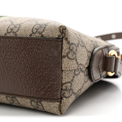 GG Supreme Monogram Textured Dollar Calfskin Web Small Ophidia Dome Shoulder Bag Beige Ebony New Acero