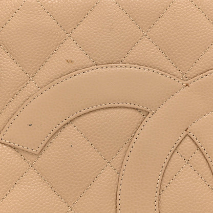 Caviar Quilted Medallion Tote Beige