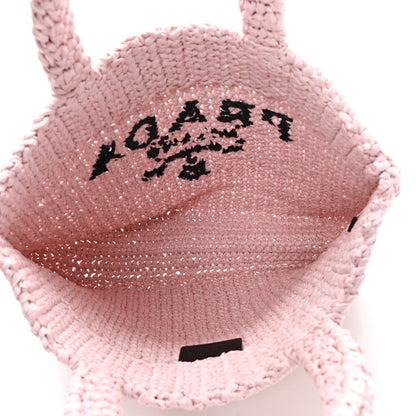 Yarn Raffia Effect Crochet Small Logo Tote Alabastro