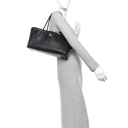 Calfskin Archetype Small Shopping Tote Black