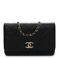 Caviar Quilted Striated CC Wallet On Chain WOC Black