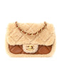 Shearling Lambskin Quilted Mini Furry Coco Flap Beige Brown