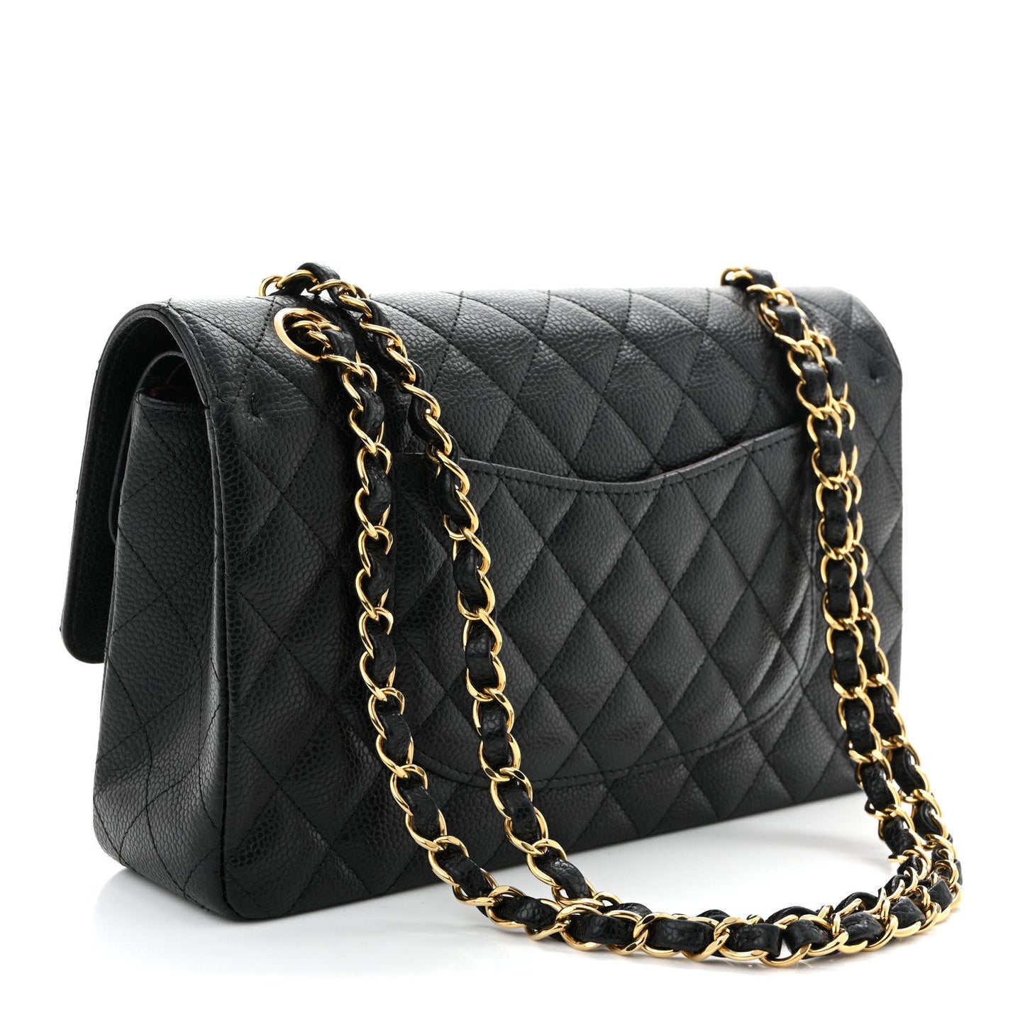 Caviar Quilted Medium Double Flap Black