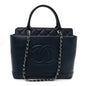 Soft Caviar CC Medium Top Handle Tote Navy Blue