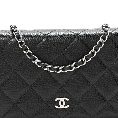 Caviar Quilted Wallet on Chain WOC Black