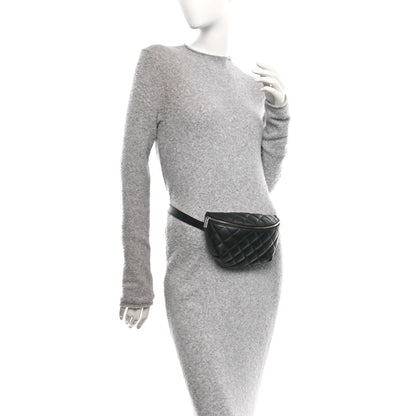 Lambskin Quilted Waist Belt Bag Black