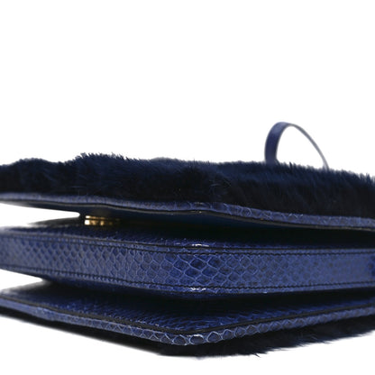 Mink Fur Snakeskin Crossbody Bag Navy