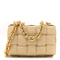 Lambskin Maxi Intreccio Padded Chain Cassette Crossbody Bag Porridge