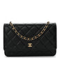 Lambskin Quilted Wallet On Chain WOC Black