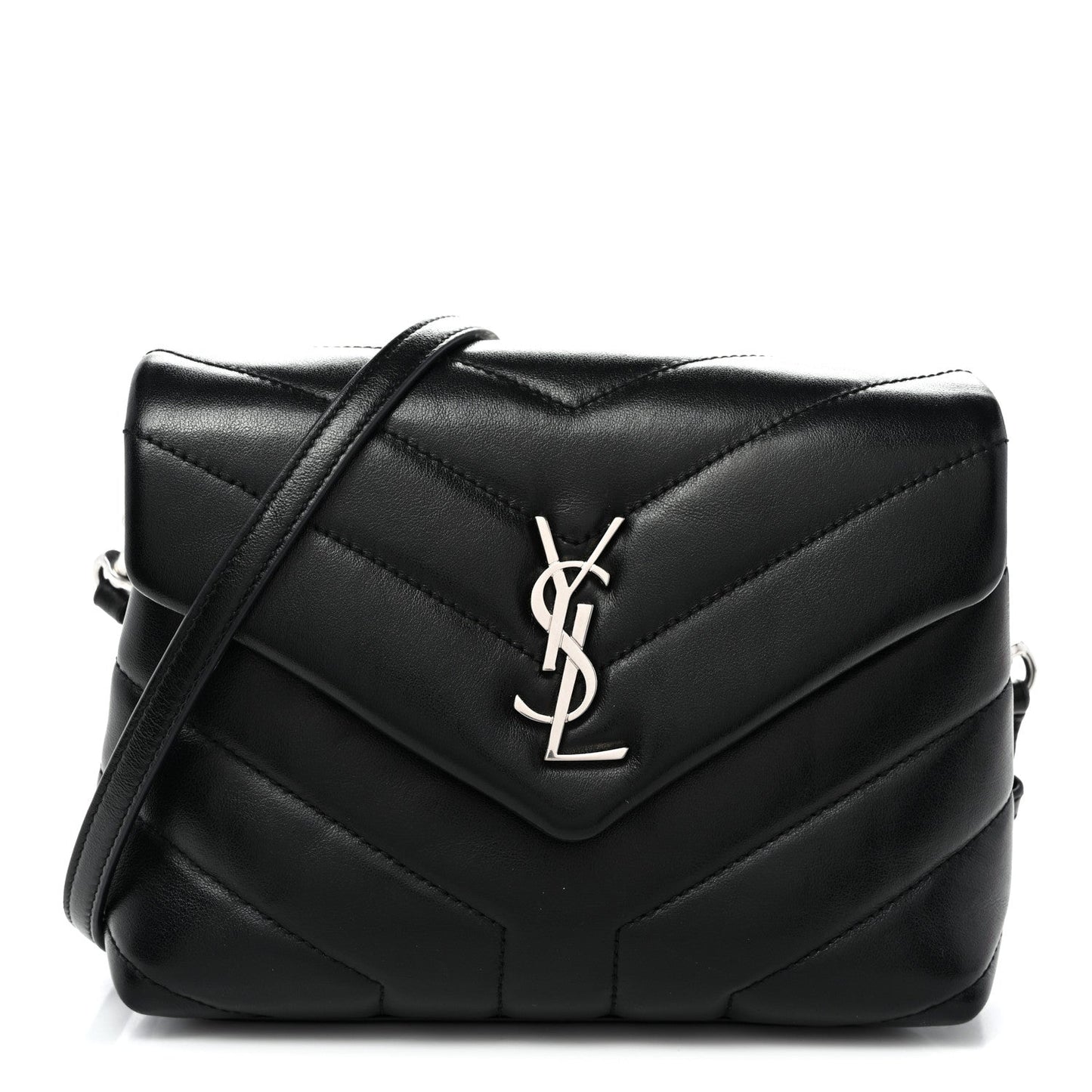 Calfskin Y Quilted Monogram Toy Loulou Crossbody Bag Black