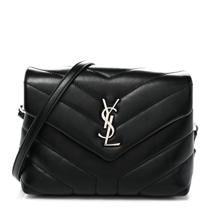 Calfskin Y Quilted Monogram Toy Loulou Crossbody Bag Black
