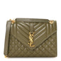 Grain De Poudre Textured Mixed Matelasse Triquilt Medium Monogram Satchel Light Sage
