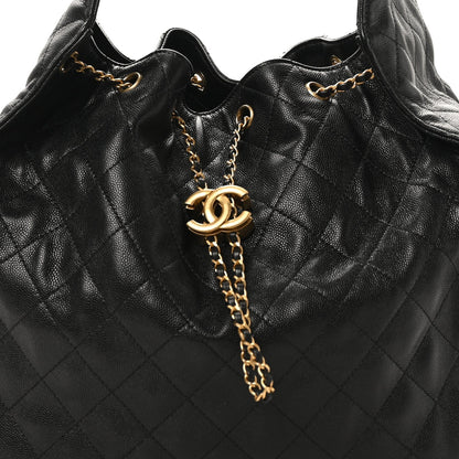 Caviar Quilted Medium Chanel 25 Handbag Black