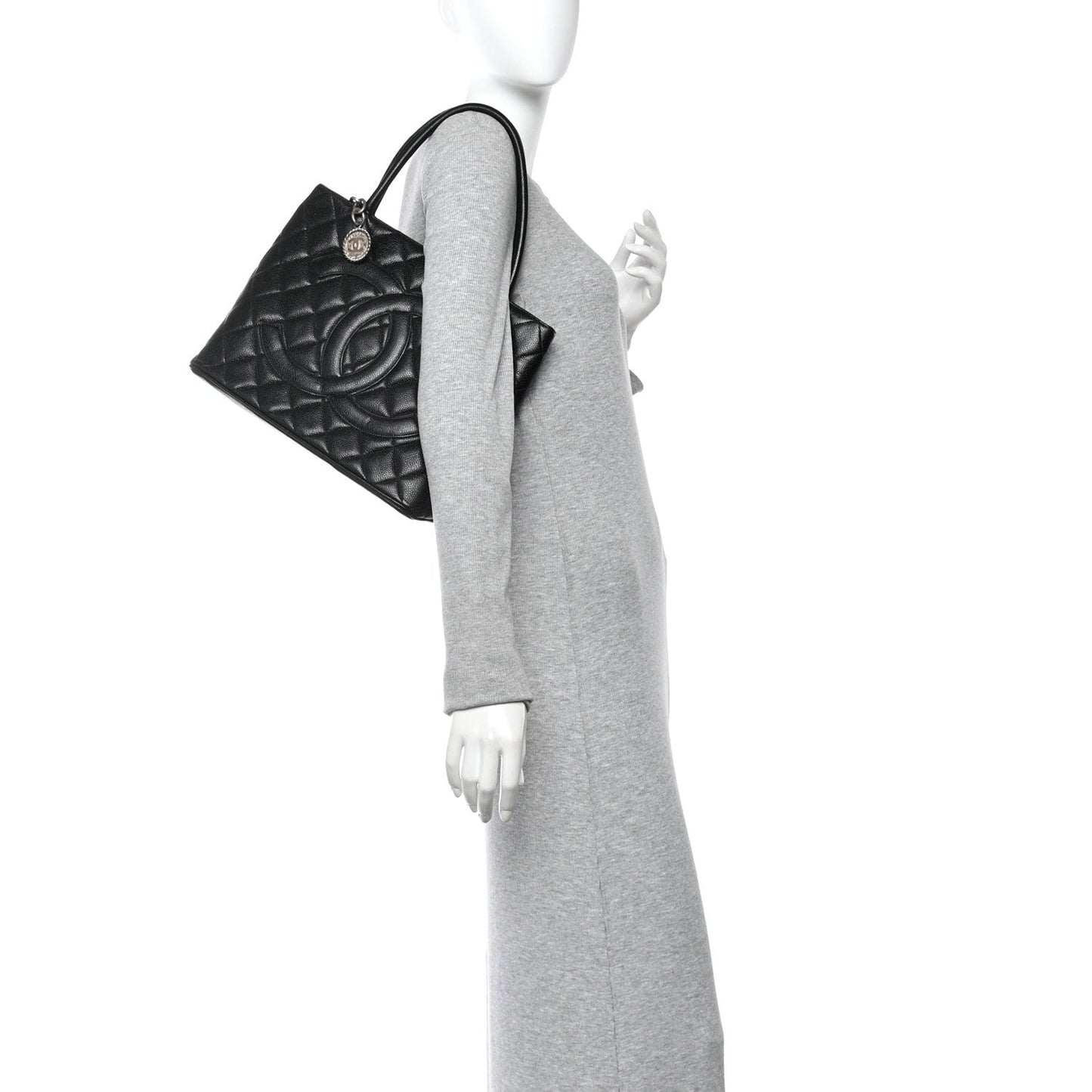 Caviar Quilted Medallion Tote Black