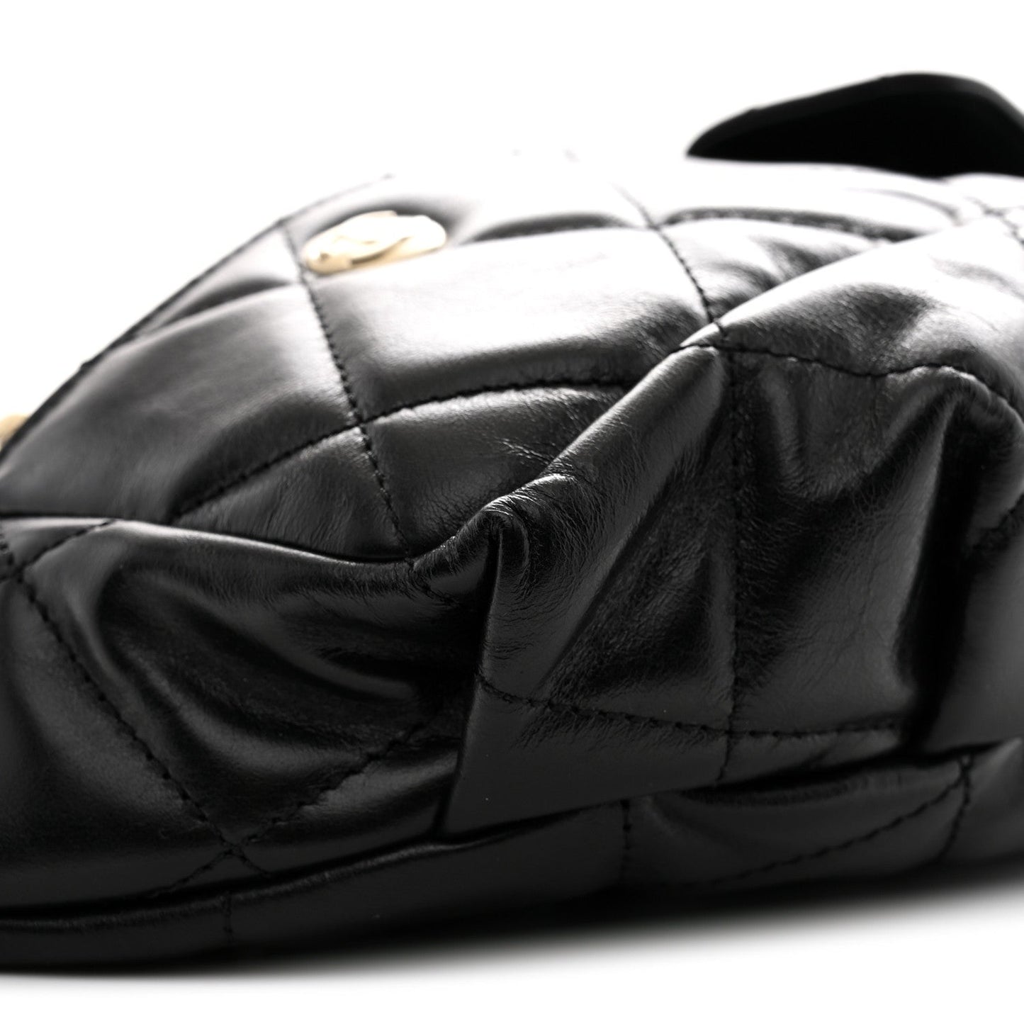 Shiny Aged Calfskin Quilted CC Pockets Jacket Waist Belt Bag Black