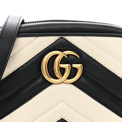 Calfskin Matelasse Mini GG Marmont Chain Shoulder Bag Black White