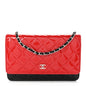 Patent Quilted Bi-Color Wallet On Chain WOC Red Black
