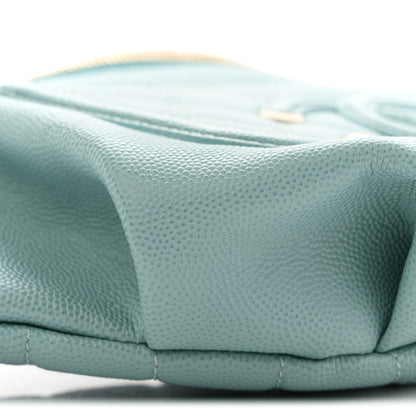 Caviar Quilted Filigree Waist Bag Light Blue