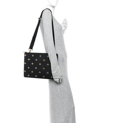 Grained Calfskin Bee Star Messenger Black