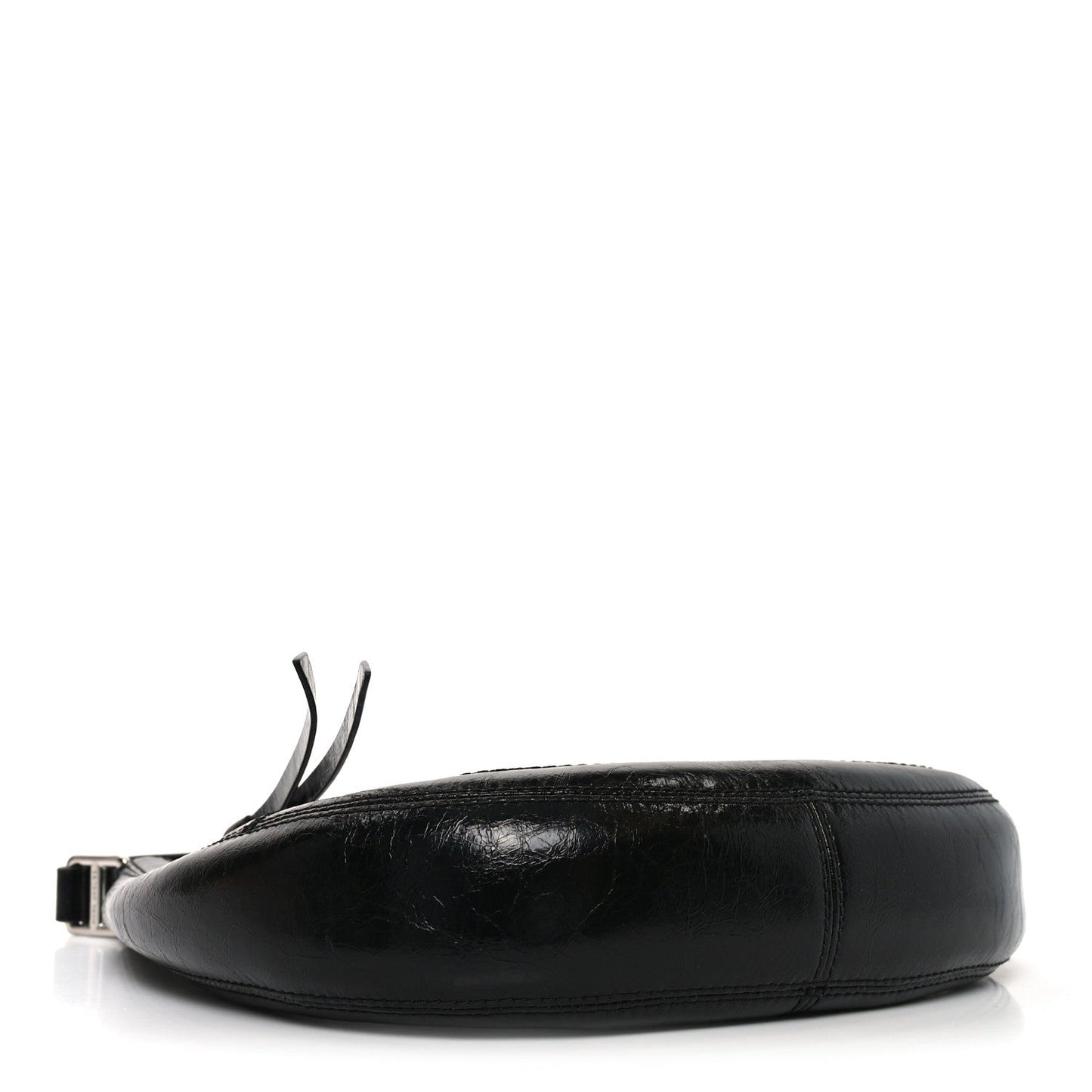 Crinkled Calfskin Crusier Crescent Bag Black