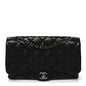 Lambskin Quilted Jumbo 3 Flap Black