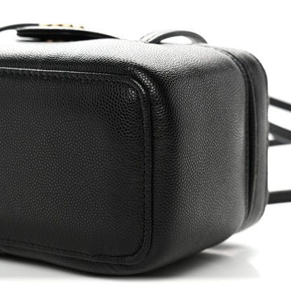 Shiny Caviar Preppy Coco Long Vanity With Strap Black