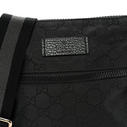 Nylon Monogram Mini Flat Messenger Bag Black