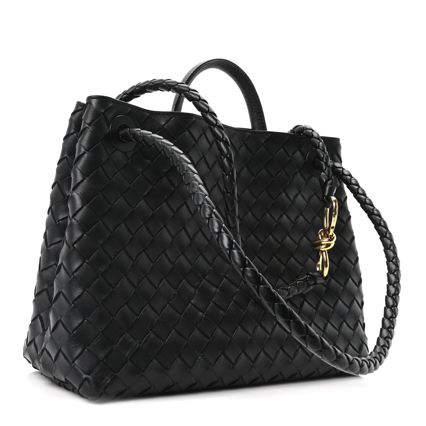 Nappa Intrecciato Medium Andiamo Shoulder Bag Black