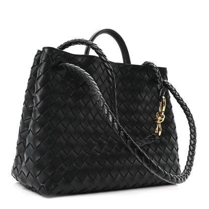 Nappa Intrecciato Medium Andiamo Shoulder Bag Black