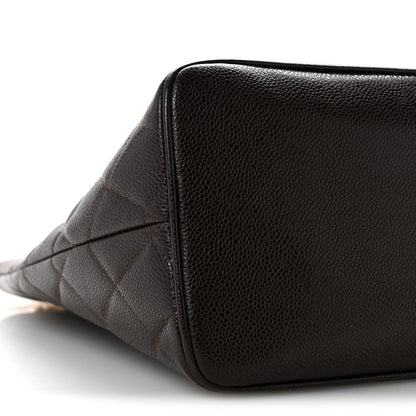 Caviar Quilted Medallion Tote Dark Brown