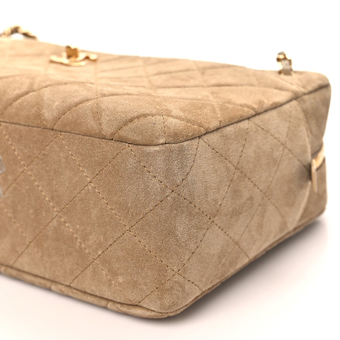 Suede Calfskin Quilted Camerissimo Camera Case Beige