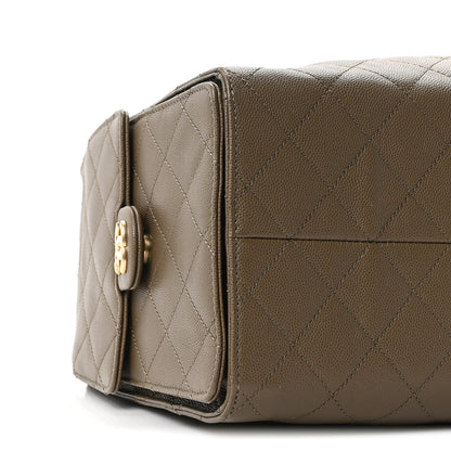 Caviar Quilted Medium Chanel 25 Handbag Dark Khaki