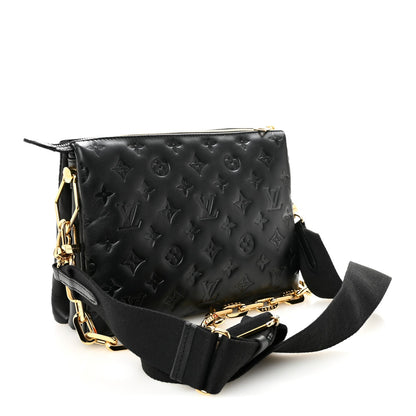 Lambskin Embossed Monogram Coussin PM Black
