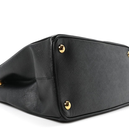 Saffiano Small Galleria Double Zip Tote Black