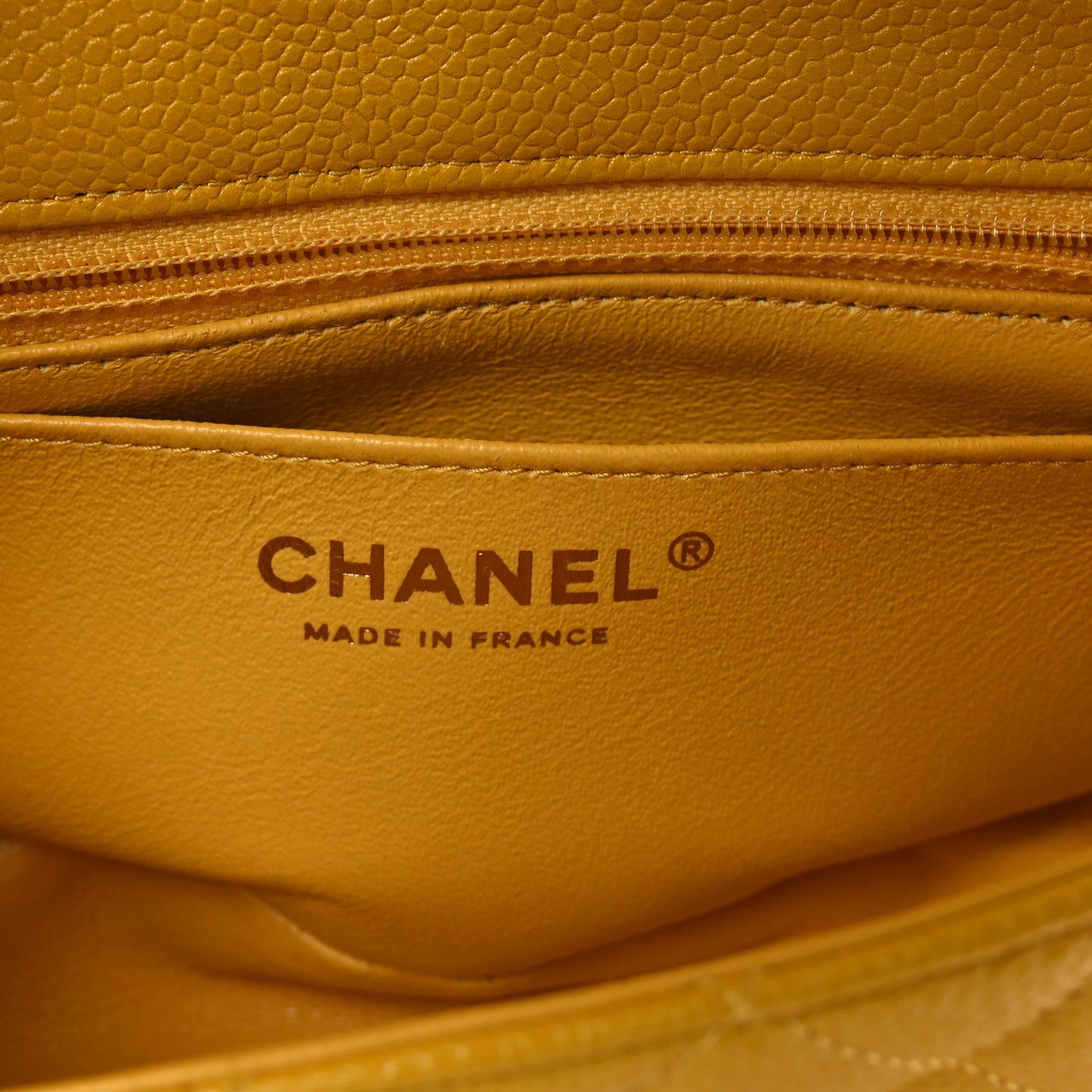 Caviar Quilted Mini Rectangular Flap Yellow