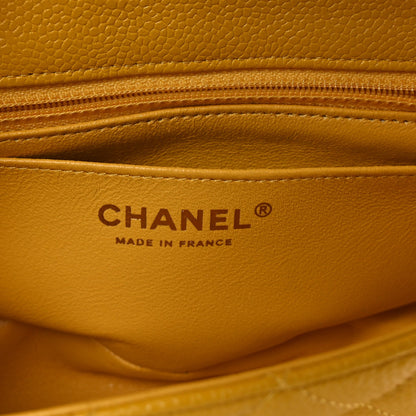 Caviar Quilted Mini Rectangular Flap Yellow