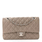 Caviar Quilted Medium Double Flap Taupe